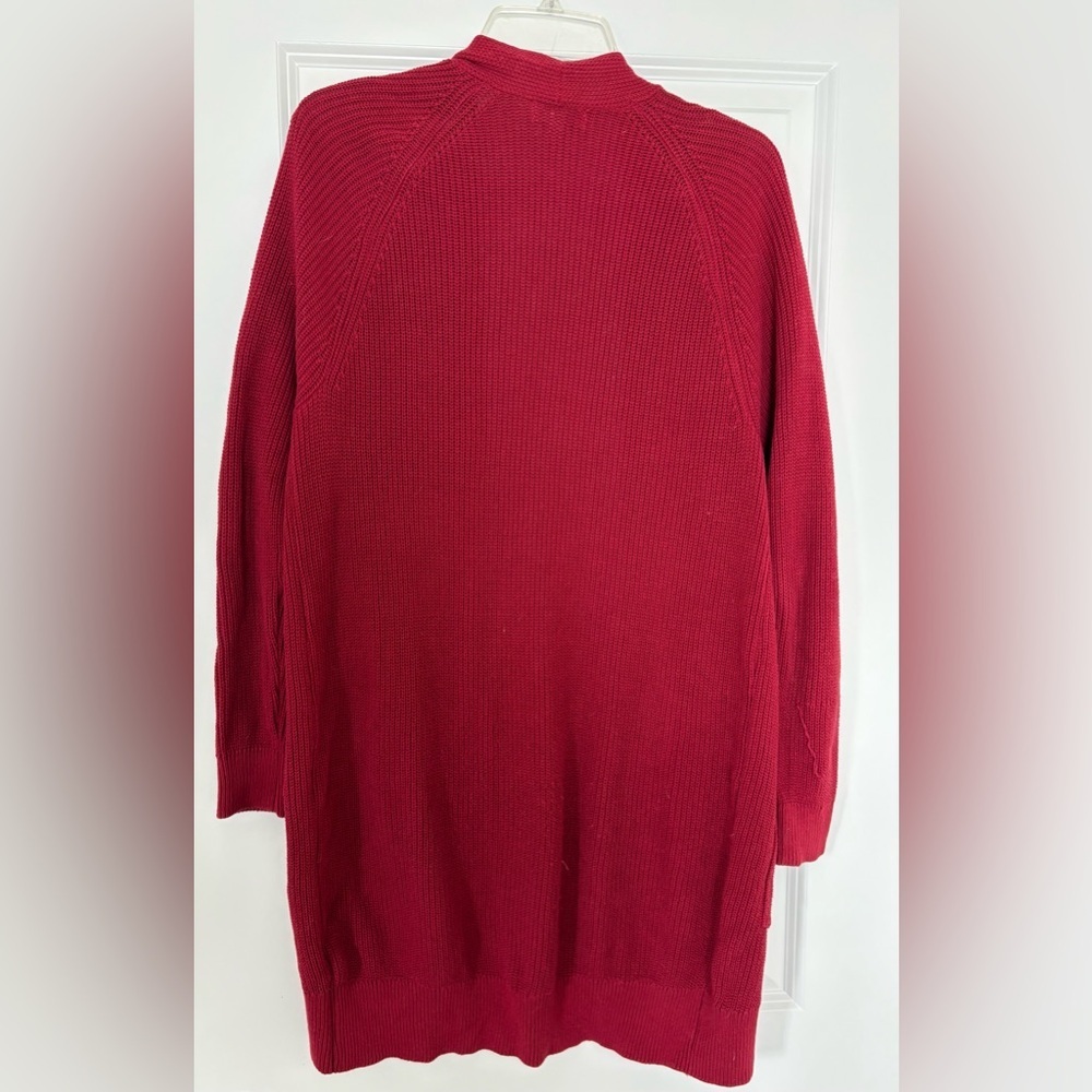 Nordstrom BP Knit Dark Red Burgundy Open Long Cardigan Sweater Small Cozy Soft - Picture 2 of 6